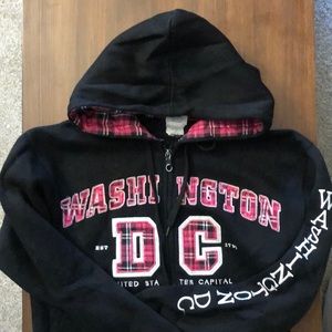Black and pink Washington DC hoodie.